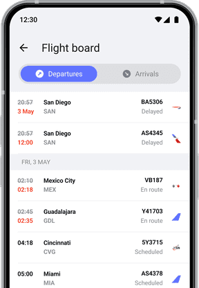 Flight board interface preview
